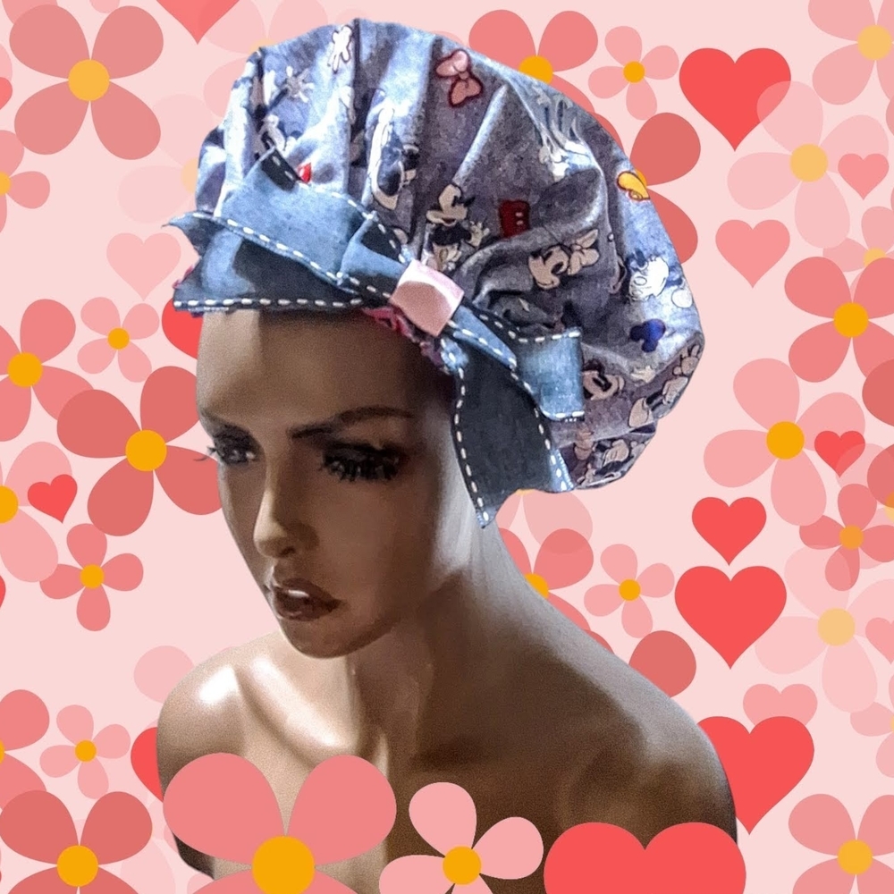 Chic Blue Minnie Mouse Hair Cap with Pink Bow